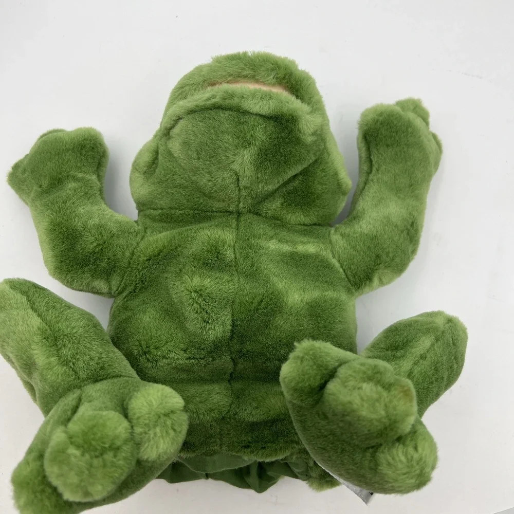Russ Berrie Croaker Green Frog Hand Puppet Plush Stuffed Animal 10
